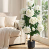 VEVOR Artificial Potted Hydrangeas 35 in 2-Pack Fake Flower Plants White, for Porch, Patio, Entryway, & Home Decor, Indoor & Outdoor Use, Silk and PE Blooms in Pots, Ready to Display Faux Plants
