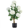 VEVOR Artificial Potted Hydrangeas 35 in 2-Pack Fake Flower Plants White, for Porch, Patio, Entryway, & Home Decor, Indoor & Outdoor Use, Silk and PE Blooms in Pots, Ready to Display Faux Plants