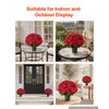 VEVOR Artificial Potted Geraniums 20 in 2-Pack Fake Flower Plants Decor Red, for Porch, Patio, Entryway, & Home Decor, Indoor & Outdoor Use, Silk and PE Blooms in Pots, Ready to Display Faux Plants
