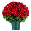 VEVOR Artificial Potted Geraniums 20 in 2-Pack Fake Flower Plants Decor Red, for Porch, Patio, Entryway, & Home Decor, Indoor & Outdoor Use, Silk and PE Blooms in Pots, Ready to Display Faux Plants