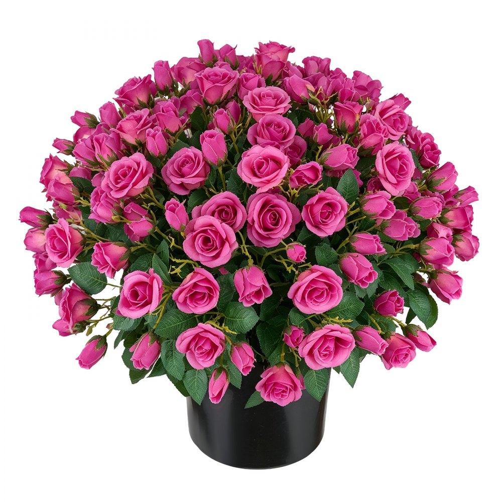 VEVOR Artificial Potted Flowers 18 in 2-Pack Fake Flower Plants Rose Red, for Porch, Patio, Entryway, & Home Decor, Indoor & Outdoor Use, Silk and PE Blooms in Pots, Ready to Display Faux Plants