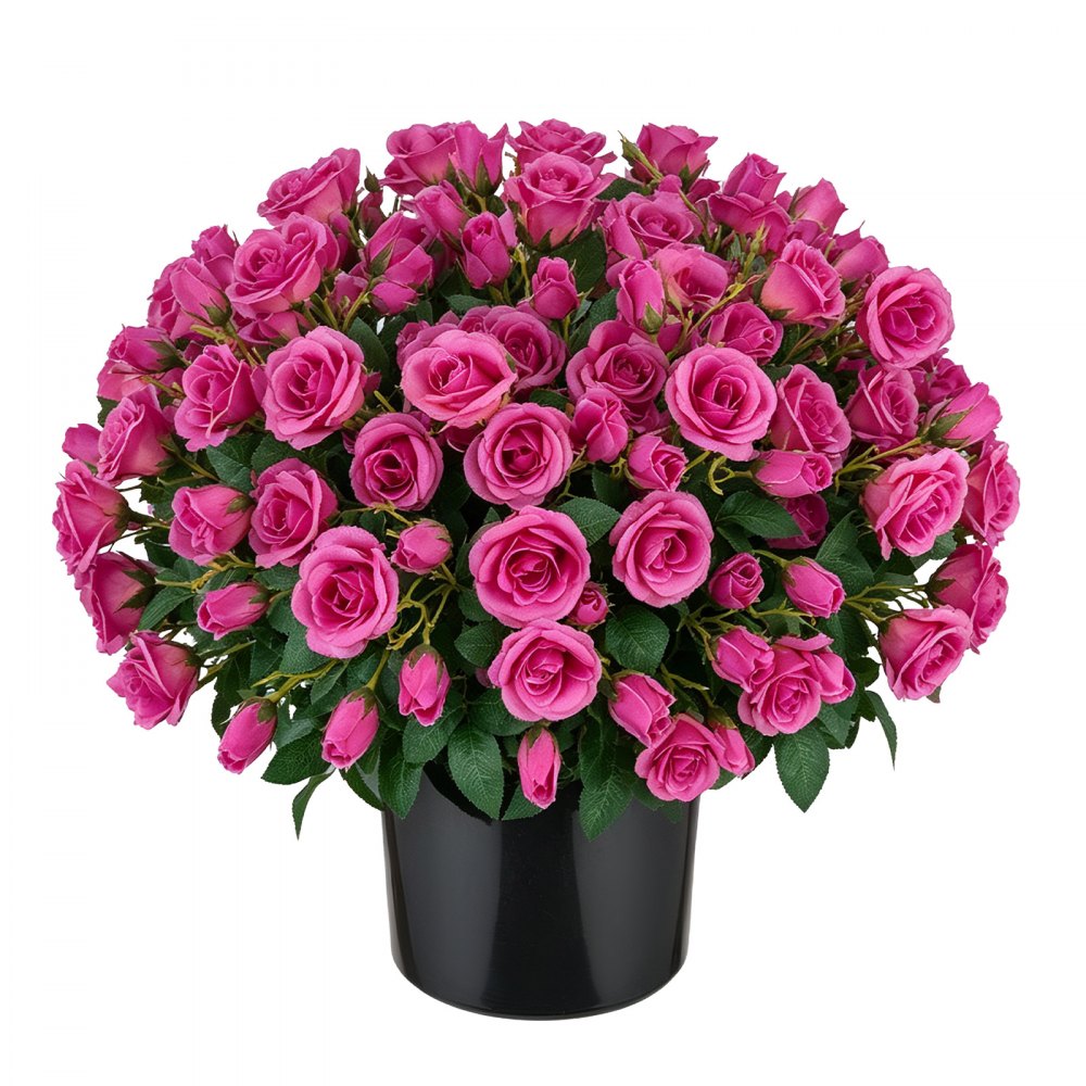 VEVOR Artificial Potted Flowers 18 in 2-Pack Fake Flower Plants Rose Red, for Porch, Patio, Entryway, & Home Decor, Indoor & Outdoor Use, Silk and PE Blooms in Pots, Ready to Display Faux Plants