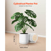 VEVOR Plant Pot, 12-Inch Large Cylinder Planter with Drainage Holes, Non-Slip Pads & Detachable Saucer, Modern Ceramic Flower Pots, Indoor and Outdoor Tree Planter Pot, Home & Office Decorations