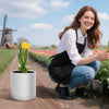 VEVOR Plant Pot, 12-Inch Large Cylinder Planter with Drainage Holes, Non-Slip Pads & Detachable Saucer, Modern Ceramic Flower Pots, Indoor and Outdoor Tree Planter Pot, Home & Office Decorations