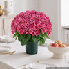 VEVOR Artificial Potted Geraniums 20 in 2-Pack Fake Flower Plants Deep Pink, for Porch, Patio, Entryway, & Home Decor, Indoor & Outdoor Use, Silk and PE Blooms in Pots, Ready to Display Faux Plants
