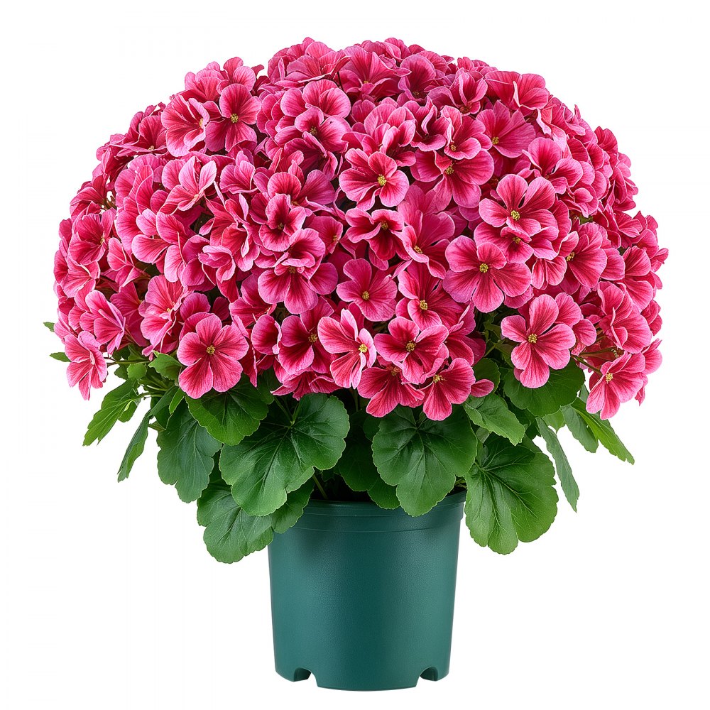 VEVOR Artificial Potted Geraniums 20 in 2-Pack Fake Flower Plants Deep Pink, for Porch, Patio, Entryway, & Home Decor, Indoor & Outdoor Use, Silk and PE Blooms in Pots, Ready to Display Faux Plants