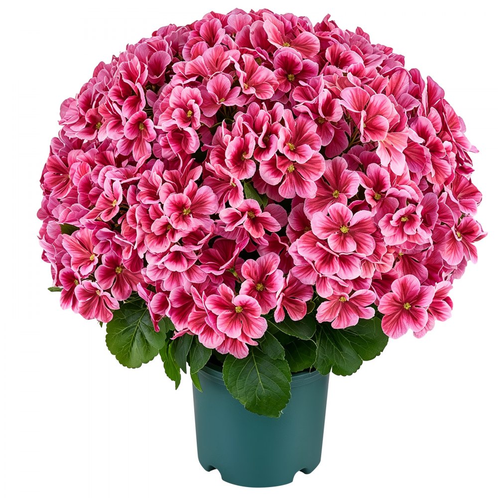 VEVOR Artificial Potted Geraniums 20 in 2-Pack Fake Flower Plants Deep Pink, for Porch, Patio, Entryway, & Home Decor, Indoor & Outdoor Use, Silk and PE Blooms in Pots, Ready to Display Faux Plants
