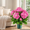VEVOR Artificial Potted Hydrangeas 28 in 2-Pack Fake Flower Plants Deep Pink, for Porch, Patio, Entryway, & Home Decor, Indoor & Outdoor Use, Silk and PE Blooms in Pots, Ready to Display Faux Plants