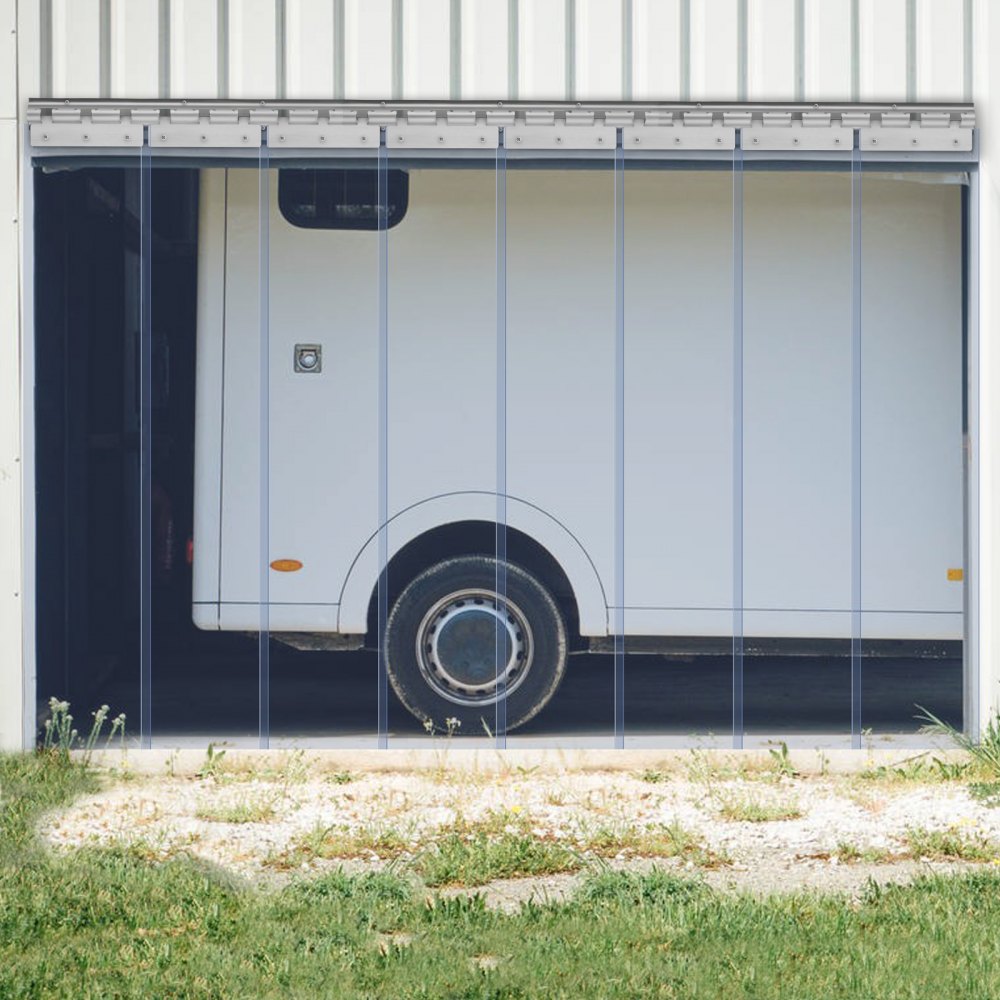 VEVOR Strip Curtain, 96" Height x 48" Width, 0.08" Thickness, 8PCS Clear PVC Strip Door Curtain, Freezer Curtain, Plastic Door Strips for Walk in Freezers, Coolers & Warehouse Doors, with 50% Overlap