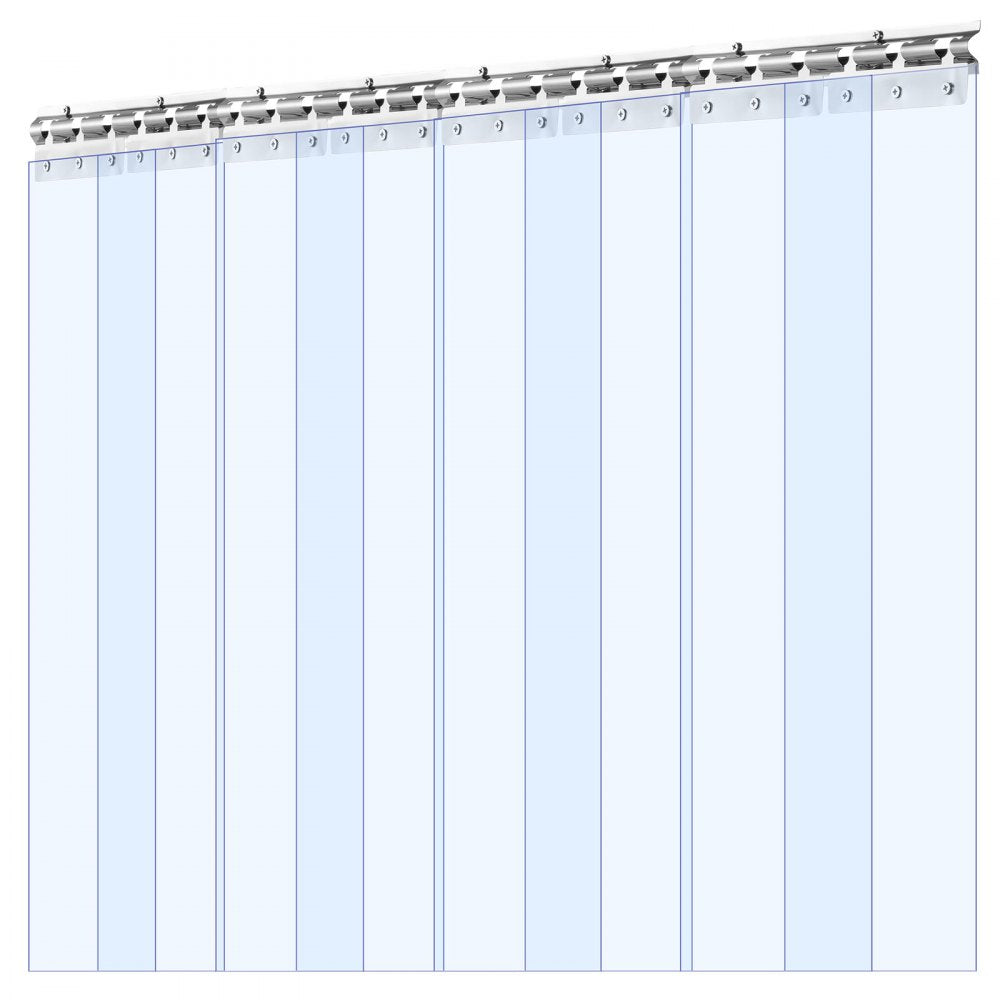 VEVOR Clear PVC Strip Curtain, 84 in Height x 48 in Width x 0.08 in Thickness, 8 PCS Walk in Freezer Cooler Curtain Strips, Smooth Waterproof Plastic Door Strips for Warehouse, Freezer, Garage Doors