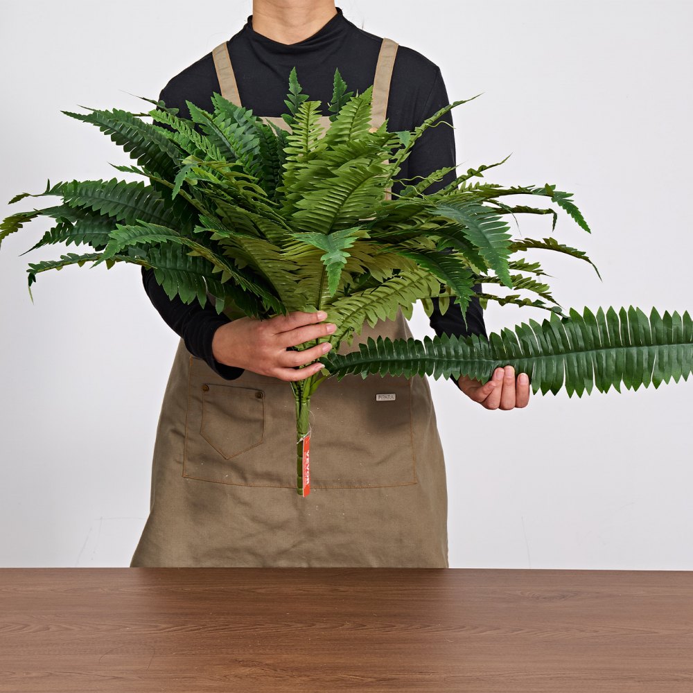 VEVOR Artificial Ferns, 50 Inch Fake Boston Fern Bush Plant with 96 Fronds, Large Faux Greenery for Indoor and Outdoor Decor, Silk & LDPE, Realistic for Home Porch Garden Office Living Room Planter