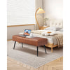 VEVOR Leather Bedroom Bench, PU Leather Bench with Metal Legs and with Stitching for Entryway, Upholstered Shoe Bench Seat, Modern End of the Bed Benches for Living Room, Dining Room, Hallway, Brown