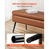 VEVOR Leather Storage Ottoman Bench, PU Leather Bench with Storage and Metal Legs, Upholstered Shoe Benches Seat for Entryway, Modern End of Bed Benches for Living Room, Dining Room, Hallway, Brown
