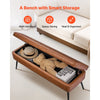 VEVOR Leather Storage Ottoman Bench, PU Leather Bench with Storage and Metal Legs, Upholstered Shoe Benches Seat for Entryway, Modern End of Bed Benches for Living Room, Dining Room, Hallway, Brown