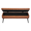 VEVOR Leather Storage Ottoman Bench, PU Leather Bench with Storage and Metal Legs, Modern Shoe Benches Seat for Entryway, Upholstered End of Bed Benches for Living Room, Dining Room, Hallway, Brown