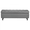VEVOR Button-Tufted Storage Ottoman Bench, PU Leather Bench with Storage and Solid Wood Legs, Modern Shoe Benches Seat for Entryway, Upholstered End of Bed Benches for Living Room, Dining Room, Gray