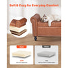 VEVOR Button-Tufted Storage Ottoman Bench, Rolled Arm PU Leather Bench with Solid Wood Legs, Modern Shoe Benches Seat for Entryway, Upholstered End of Bed Benches for Living Room, Dining Room, Brown