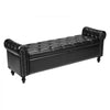 VEVOR Button-Tufted Storage Ottoman Bench, Rolled Arm PU Leather Bench with Solid Wood Legs, Modern Shoe Benches Seat for Entryway, Upholstered End of Bed Benches for Living Room, Dining Room, Black