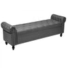 VEVOR Button-Tufted Storage Ottoman Bench, Rolled Arm PU Leather Bench with Solid Wood Legs, Modern Shoe Benches Seat for Entryway, Upholstered End of Bed Benches for Living Room, Dining Room, Gray