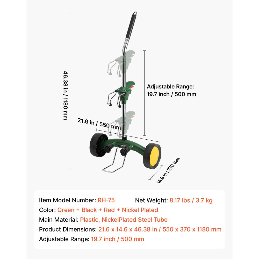 VEVOR Garden Pot Mover, Heavy Duty Plant Dolly Cart with Adjustable Grabbing Arm, Max 143 LBS Weight Capacity, Potted Plant Mover Dolly with Suction Cup and Secure Lock, Fits for Indoor & Outdoor Use