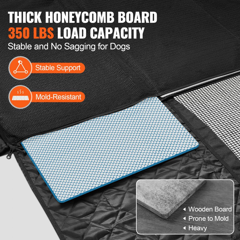 VEVOR Back Seat Extender for Dogs,Dog Hammock for Car Back seat,Dog Car Seat Cover with Hard Bottom Dog Car Seat Bed 52"x24.8" ,Supports 350lb with Mesh Window and Storage Pocket for Car, SUV