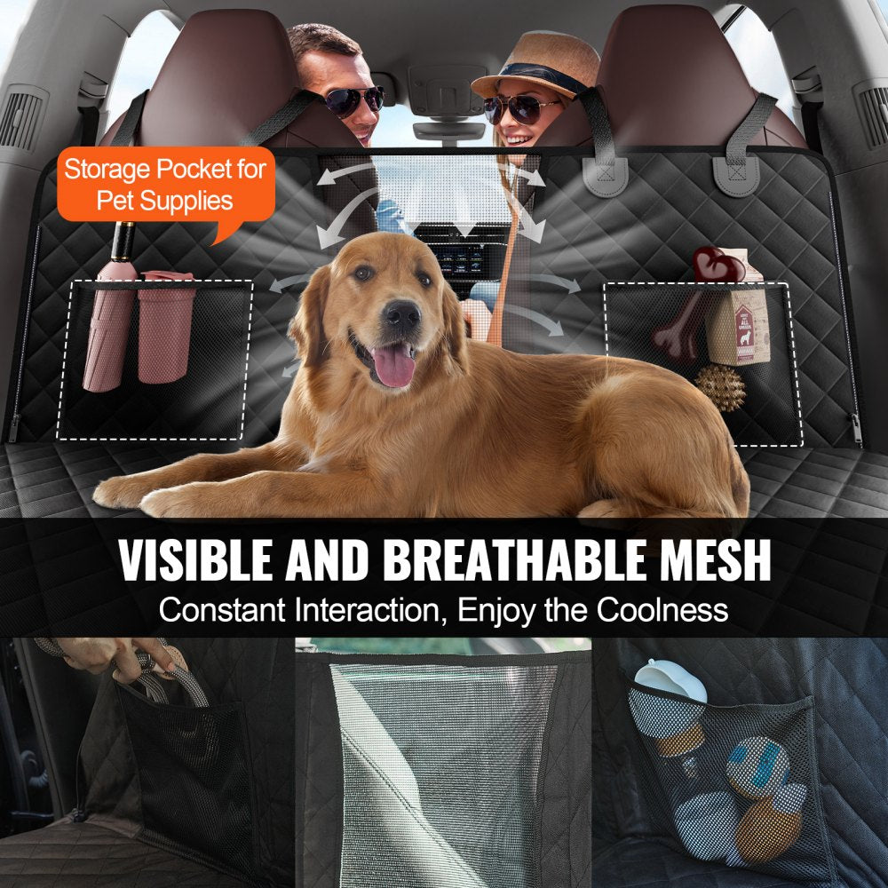 VEVOR Back Seat Extender for Dogs,Dog Hammock for Car Back seat,Dog Car Seat Cover with Hard Bottom Dog Car Seat Bed 52"x24.8" ,Supports 350lb with Mesh Window and Storage Pocket for Car, SUV