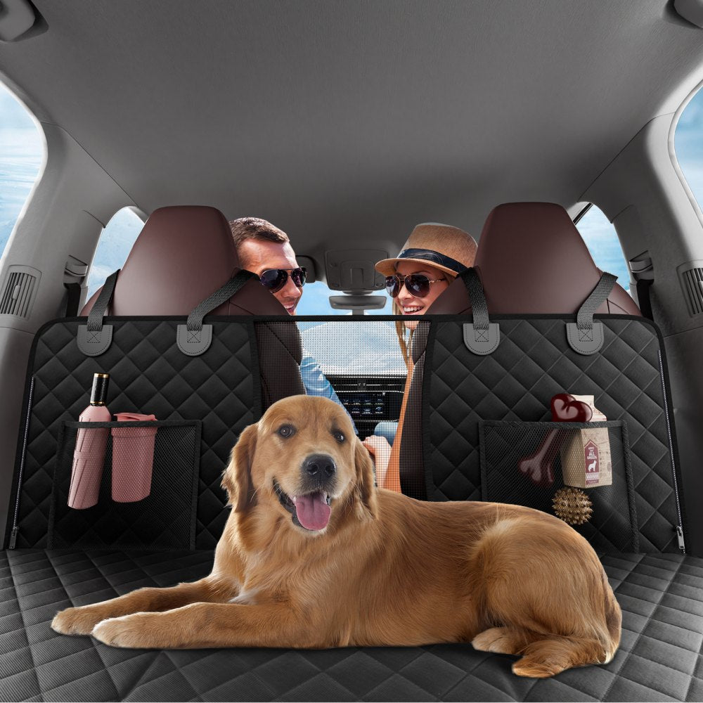 VEVOR Back Seat Extender for Dogs,Dog Hammock for Car Back seat,Dog Car Seat Cover with Hard Bottom Dog Car Seat Bed 52"x24.8" ,Supports 350lb with Mesh Window and Storage Pocket for Car, SUV