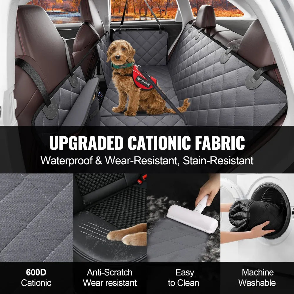VEVOR Back Seat Extender for Dogs,Dog Hammock for Car Back seat,Waterproof Hard Bottom Dog Car Seat Cover for Back Seat 54"x24",Supports 400lbs with Mesh Window and Storage Pocket for Car, SUV