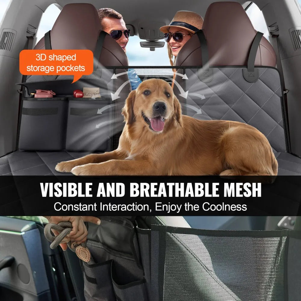 VEVOR Back Seat Extender for Dogs,Dog Hammock for Car Back seat,Waterproof Hard Bottom Dog Car Seat Cover for Back Seat 54"x24",Supports 400lbs with Mesh Window and Storage Pocket for Car, SUV