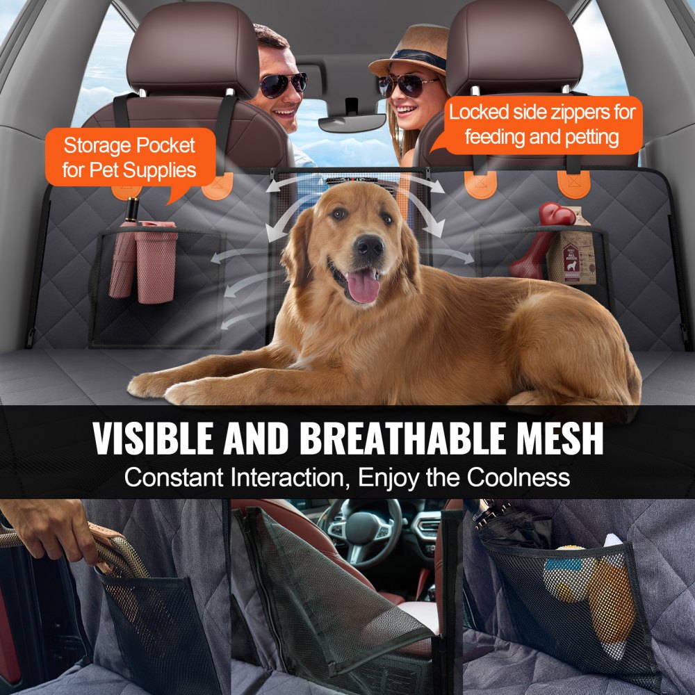 VEVOR Back Seat Extender, Dog Car Seat Cover for Back Seat Bed with Mesh Window and Storage Pocket, Supports 400lbs Dog Hammock for Car Dog Car Bed 57.4"x30.3" for Truck