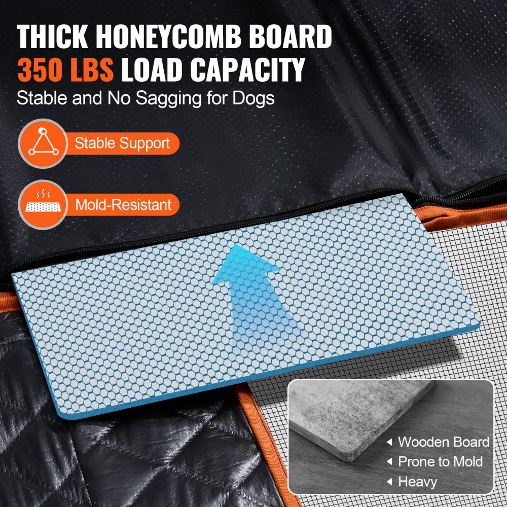 VEVOR Back Seat Extender for Dogs, Dog Hammock for Car Back seat,Dog Car Seat Cover with Hard Bottom Dog Car Seat Bed 51.2"x27.6",Supports 350lb with Mesh Window and Storage Pocket for Car, SUV,Truck