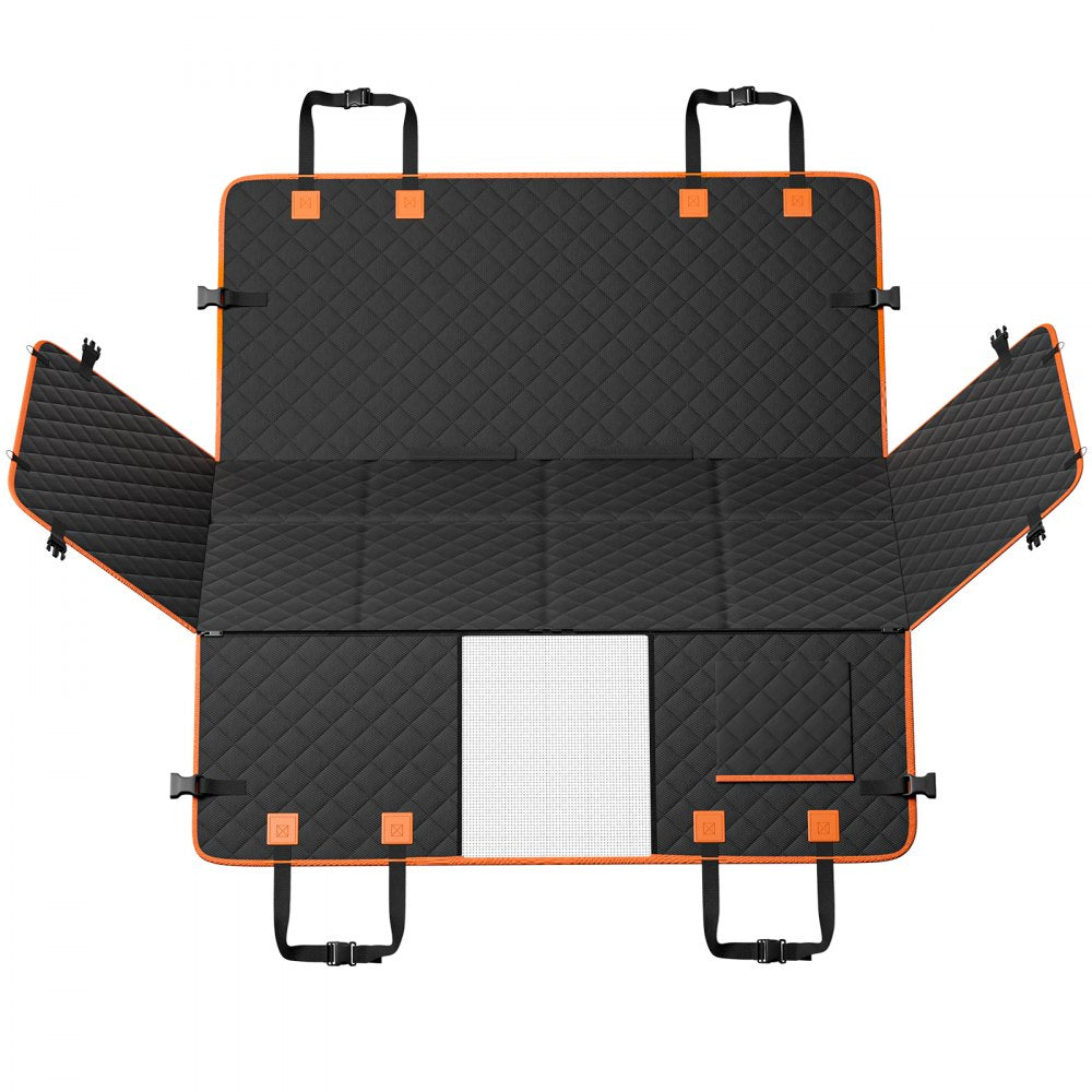 VEVOR Back Seat Extender for Dogs, Dog Hammock for Car Back seat,Dog Car Seat Cover with Hard Bottom Dog Car Seat Bed 51.2"x27.6",Supports 350lb with Mesh Window and Storage Pocket for Car, SUV,Truck