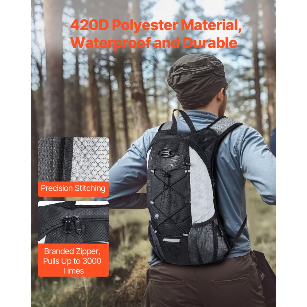 VEVOR Hydration Backpack with 2L TPU Water Bladder, Hydration Pack Backpack, Lightweight Hiking Water Backpack for Men Women, Hydro Water Daypack for Hiking, Running, Cycling, Camping & Rave