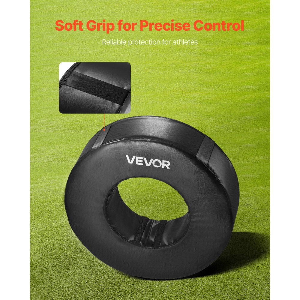 VEVOR Football Tackle Wheel, Football Tackling Dummy, Waterproof PVC and High-Density Sponge Tackle Ring, Dummies Training Equipment with Straps, for Blocking, Hitting Drills and Practice, Black, 1PCS