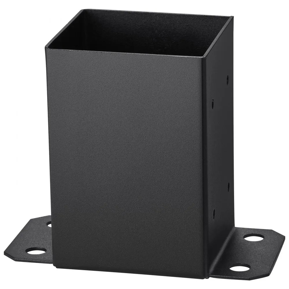 VEVOR 4x4 Post Base 2 Pcs, Inner Size 3.6"x3.6" Post Base Brackets, Heavy Duty Powder-Coated Post Anchor Matte Black Wood Post Brackets for Pavilion Deck Railing Support Deck Base Plate