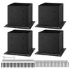 VEVOR 4x4 Post Base 4 Pcs, Inner Size 3.6x3.6 inch / 92x92 mm Post Brackets, Heavy Duty Carbon Steel Decking Posts, Wood Posts Brackets for Pavilion Deck Railing Support Deck Base Plate, Black