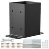 VEVOR 4x4 Post Base 4 Pcs, Inner Size 3.6"x3.6" Post Base Brackets, Heavy Duty Powder-Coated Post Anchor Matte Black Wood Post Brackets for Pavilion Deck Railing Support Deck Base Plate