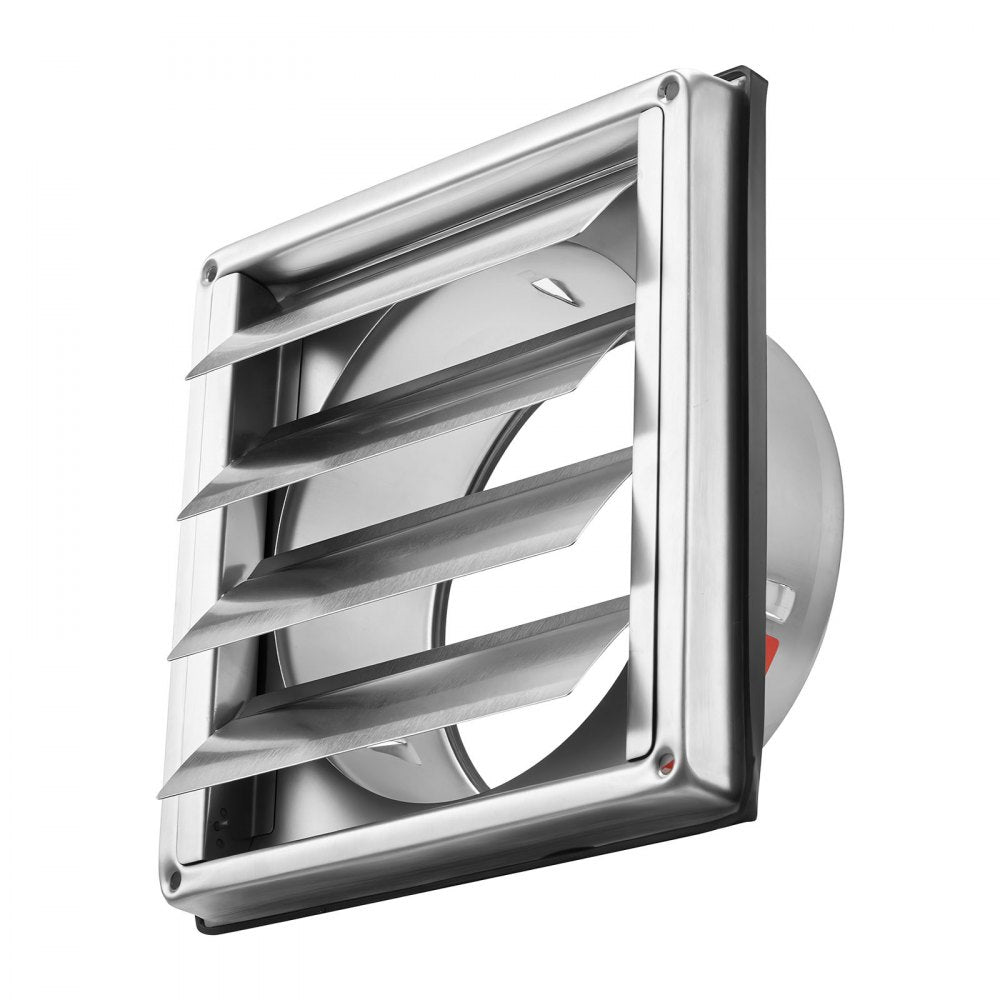 VEVOR 6 inch Wall Vent Cover, Louvered Square AC Vent Gable Cover, Premium Stainless Steel & with Noise Reducing Rubber Gasket, for House,Bathroom,Garage,Kitchen,Basement (1 Pack, Silver)
