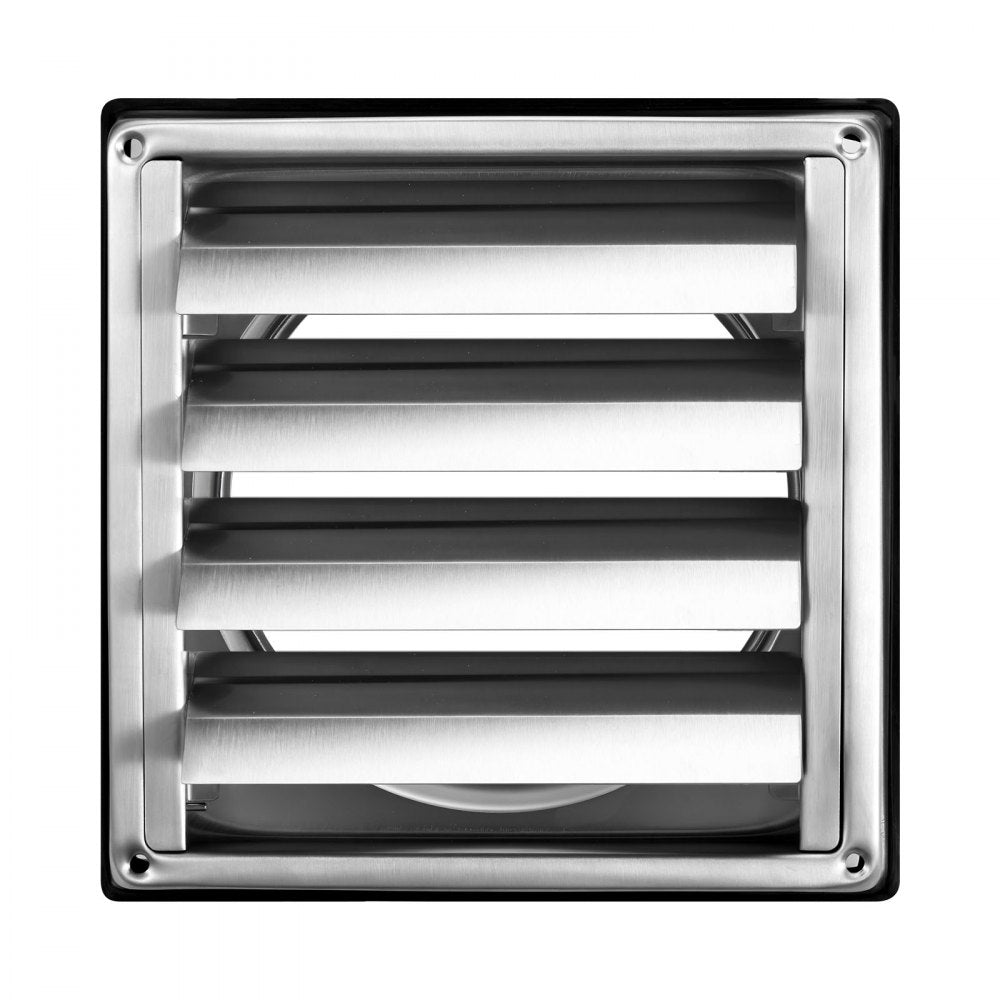 VEVOR 4 inch Wall Vent Cover, Louvered Square AC Vent Gable Cover, Premium Stainless Steel & with Noise Reducing Rubber Gasket, for House,Bathroom,Garage,Kitchen,Basement (1 Pack, Silver)