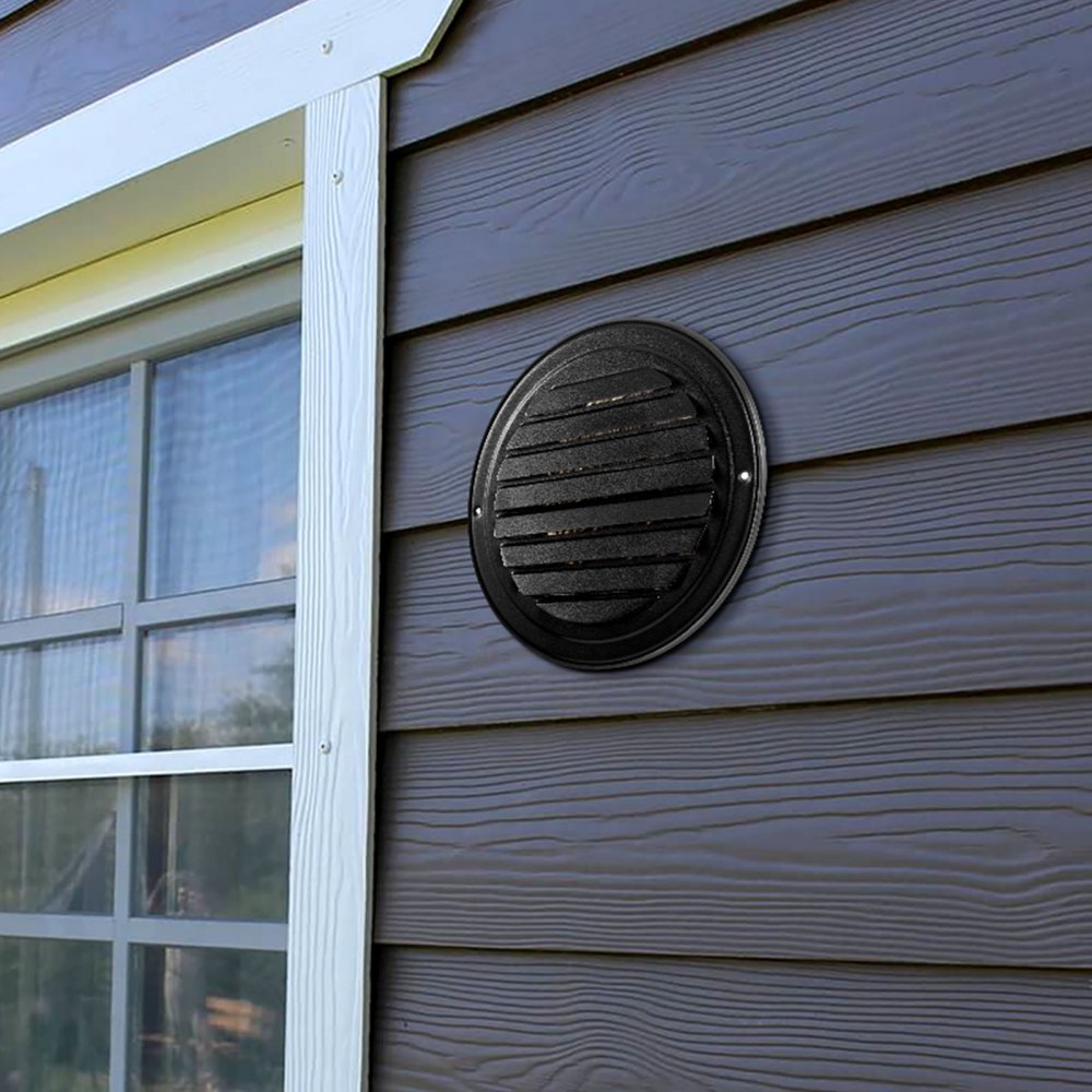 VEVOR 6 inch Wall Vent Cover, Louvered Round AC Vent Gable Cover, Premium Stainless Steel & with Built-in a Protection Screen, for House,Bathroom,Garage,Kitchen,Basement (2 Pack, Black)