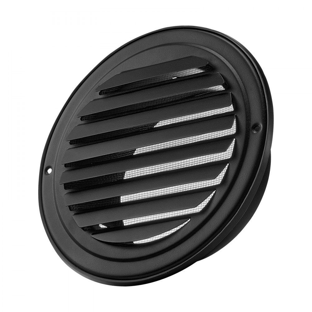 VEVOR 6 inch Wall Vent Cover, Louvered Round AC Vent Gable Cover, Premium Stainless Steel & with Built-in a Protection Screen, for House,Bathroom,Garage,Kitchen,Basement (2 Pack, Black)