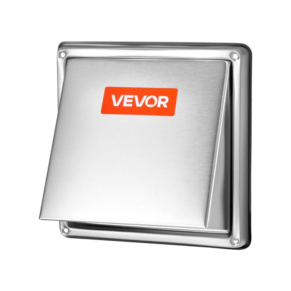 VEVOR 6 inch External Extractor Wall Vent Cover, Square AC Vent Gable Cover, Premium Stainless Steel & with Built-in a Protection Screen, for House,Bathroom,Garage,Kitchen,Basement (1 Pack, Silver)