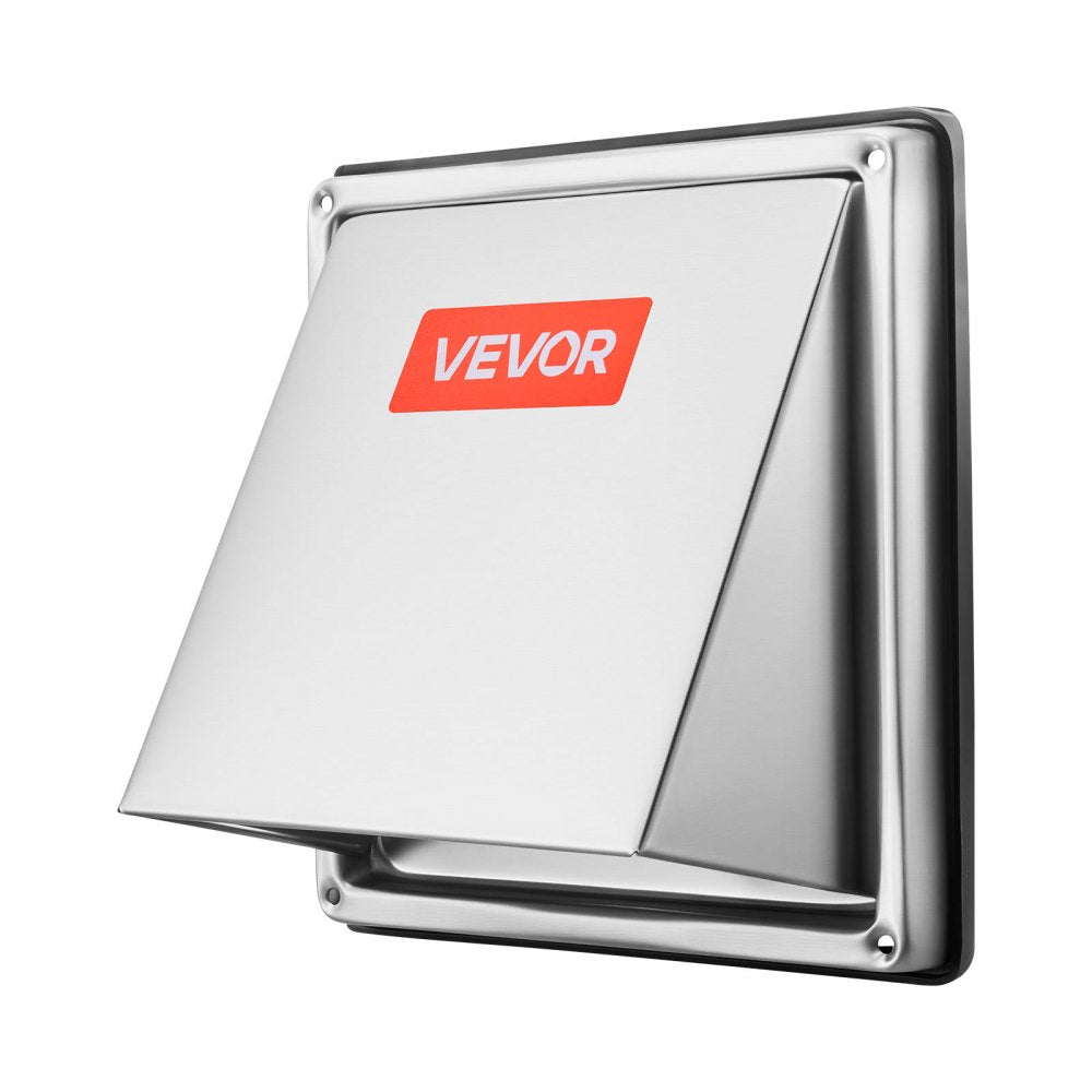 VEVOR 6 inch External Extractor Wall Vent Cover, Square AC Vent Gable Cover, Premium Stainless Steel & with Built-in a Protection Screen, for House,Bathroom,Garage,Kitchen,Basement (1 Pack, Silver)