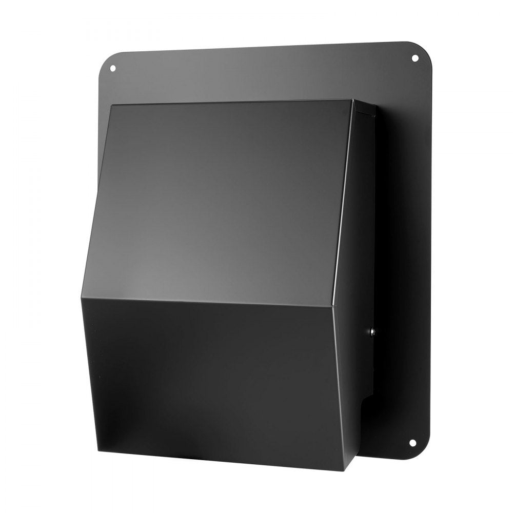 VEVOR 6 inch Hooded Wall Vent Cover, Square AC Vent Gable Cover, Premium SPCC Steel & with Built-in a Protection Screen, for Roofs,Walls,Outside Duct Exhaust Outlets (1 Pack, Black)