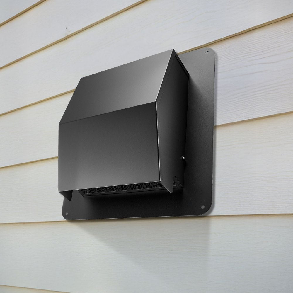 VEVOR 8 inch Hooded Wall Vent Cover, Square AC Vent Gable Cover, Premium SPCC Steel & with Built-in a Protection Screen, for Roofs,Walls,Outside Duct Exhaust Outlets (1 Pack, Black)
