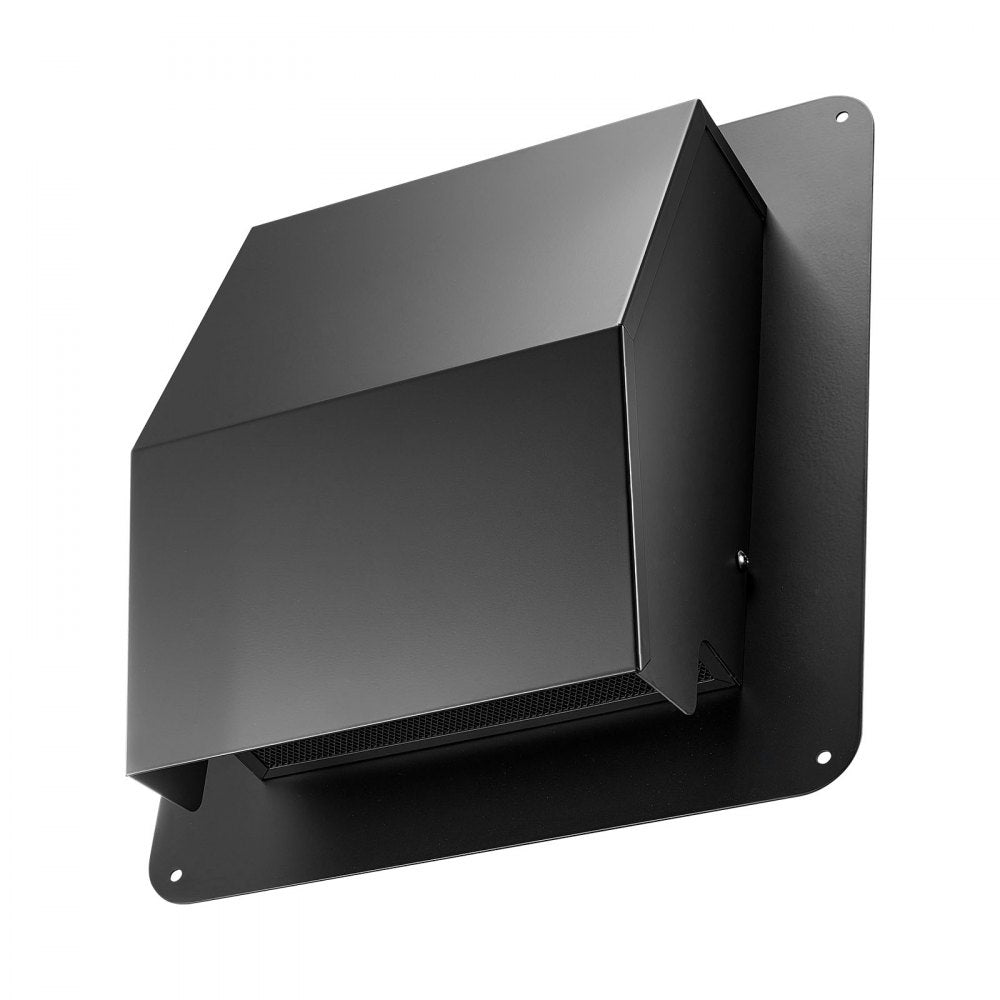 VEVOR 8 inch Hooded Wall Vent Cover, Square AC Vent Gable Cover, Premium SPCC Steel & with Built-in a Protection Screen, for Roofs,Walls,Outside Duct Exhaust Outlets (1 Pack, Black)