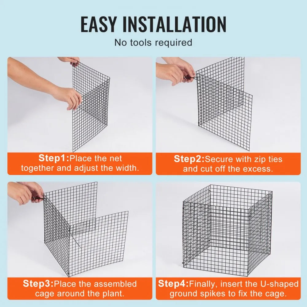 VEVOR 10 Pack Plant Protector from Animals, 12'' x 12''  Chicken Wire Plant Protector, Plant Cages for Outdoor Plants, Flowers & Vegetables, Keeps Bunny Chicken Squirrels Out, 40pcs Metal Mesh
