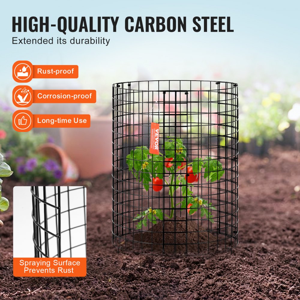 VEVOR 6 Pack Plant Protector from Animals, 12.6'' Dia. x 14'' H Chicken Wire Plant Protector, Plant Cages for Outdoor Plants, Flowers & Vegetables, Keeps Bunny Chicken Squirrels Out, 18pcs Metal Mesh