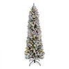 VEVOR Christmas Tree, 6ft Prelit Flocked Artificial Tree, Full Holiday Xmas Deco Trees with 240 Colorful LED Lights, 11 Lighting Modes & 635 Branch Tips for Home Party Office Decoration