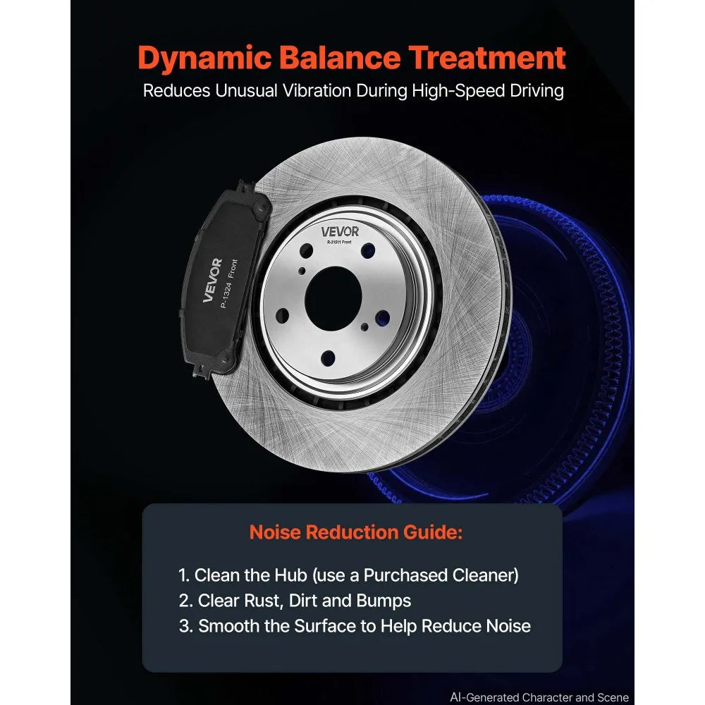 VEVOR Front & Rear Brake Kit Ceramic Brake Pads & Hollow Brake Rotors Kit, Compatible with 2010-2015 Lexus RX350, 2010-2015 Lexus RX450H, 2015-2019 Toyota Highlander, 2011-2020 Toyota Sienna